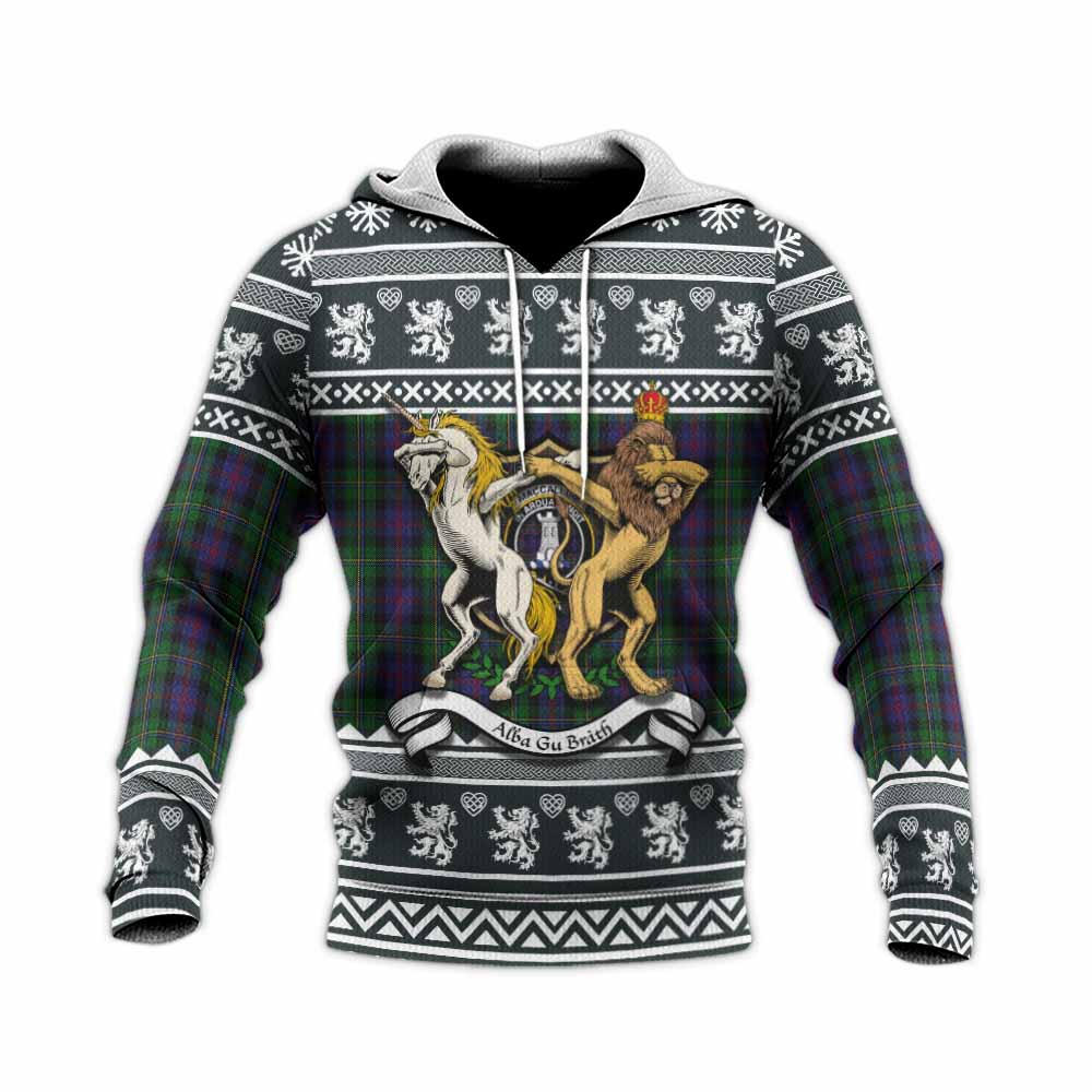 MacCallum (McCallum) Clan Tartan Crest Christmas Knitted Hoodie Coat of Arms Funny Style - Tartan Vibes Clothing
