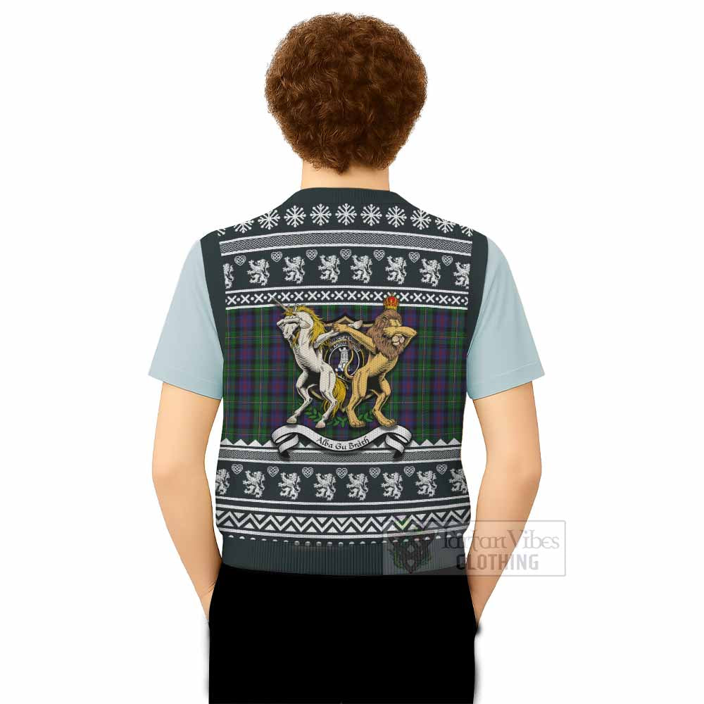 MacCallum (McCallum) Clan Tartan Crest Christmas Knitted V-Neck Vest Coat of Arms Funny Style - Tartan Vibes Clothing