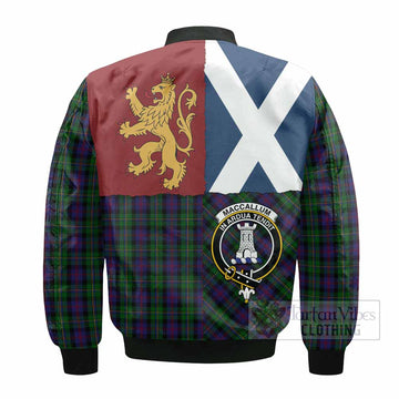 MacCallum (McCallum) Crest Tartan Bomber Jacket with Lion Rampant Saltire Style
