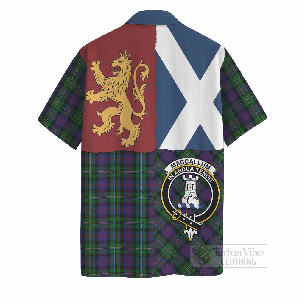 MacCallum (McCallum) Crest Tartan Hawaiian Shirt with Lion Rampant Saltire Style
