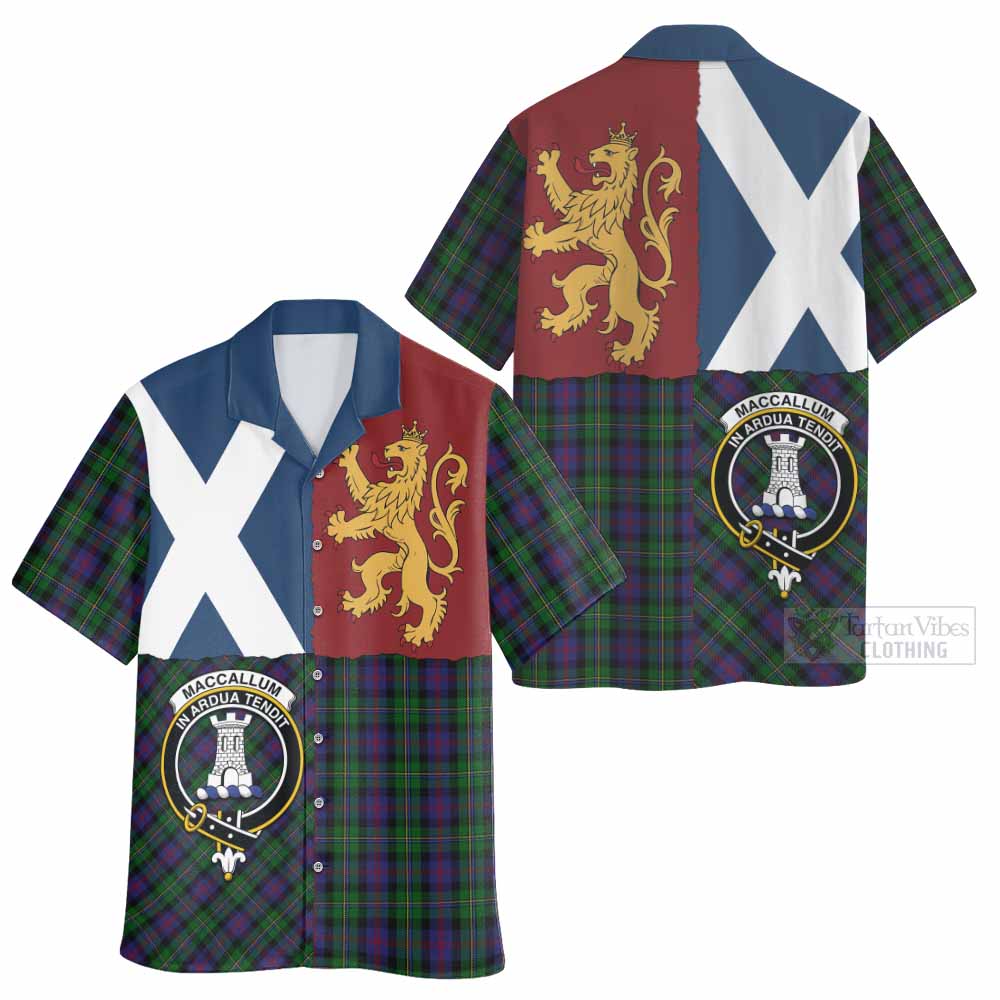 MacCallum (McCallum) Crest Tartan Hawaiian Shirt with Lion Rampant Saltire Style
