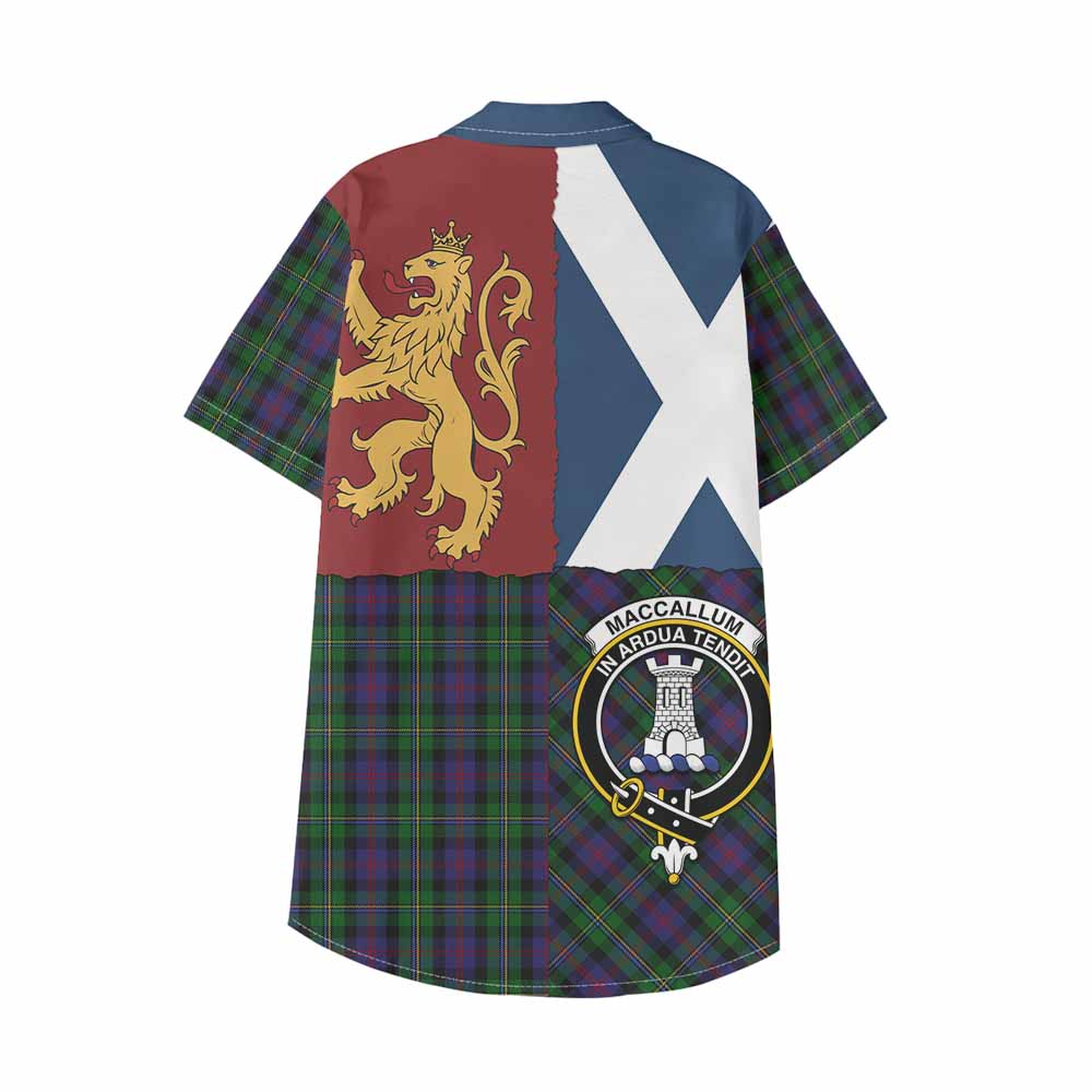 MacCallum (McCallum) Crest Tartan Kid Hawaiian Shirt with Lion Rampant Saltire Style - Tartan Vibes Clothing