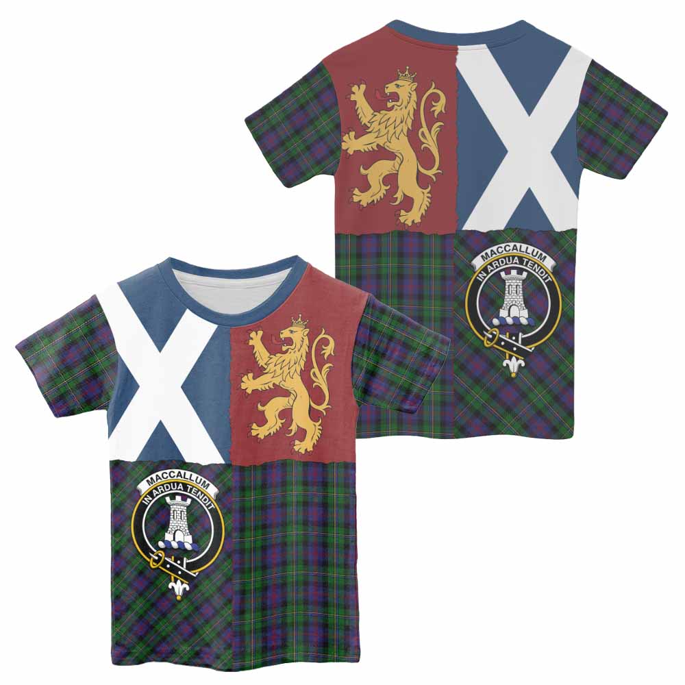 MacCallum (McCallum) Crest Tartan Kid T-shirt with Lion Rampant Saltire Style - Tartan Vibes Clothing