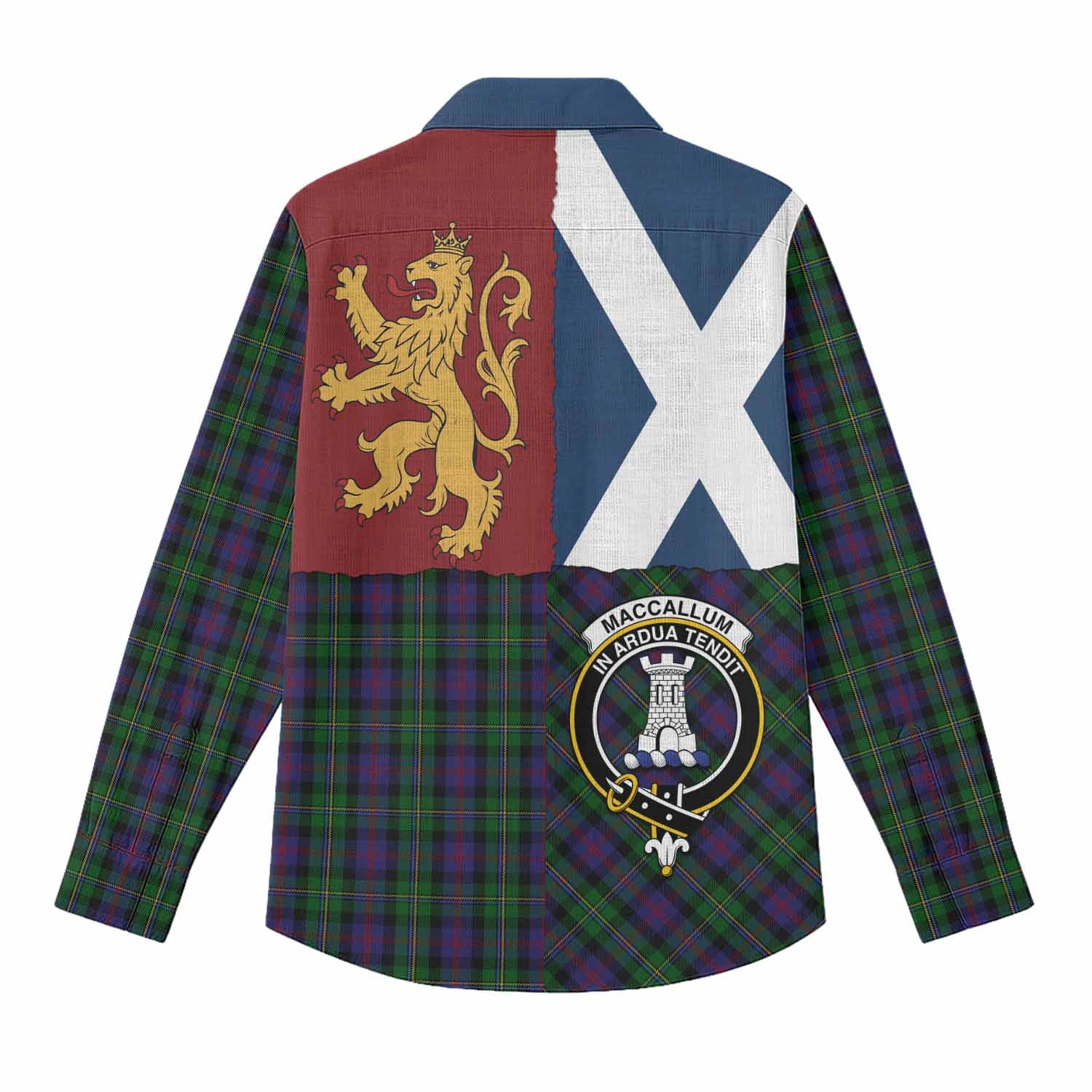 MacCallum (McCallum) Crest Tartan Women Casual Shirt with Lion Rampant Saltire Style