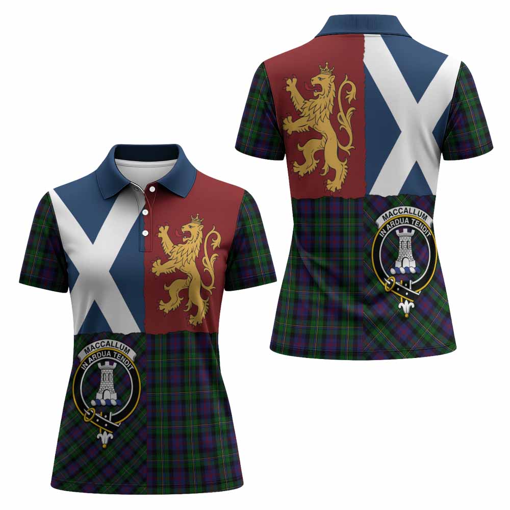 MacCallum (McCallum) Crest Tartan Women Polo Shirt with Lion Rampant Saltire Style