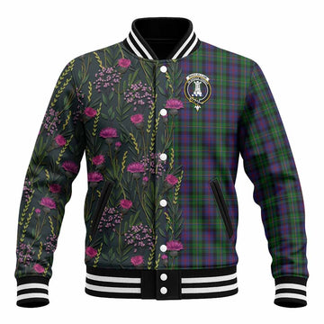 MacCallum (McCallum) Family Crest Tartan Baseball Jacket Scottish Thistle Flower Pattern Half Style
