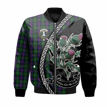 MacCallum (McCallum) Family Crest Tartan Bomber Jacket Alba Thistle Inspired