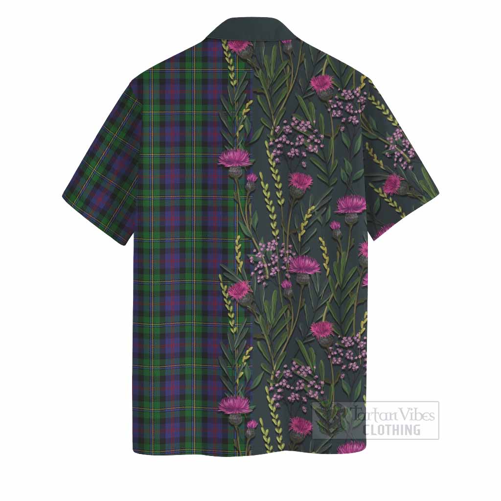 MacCallum (McCallum) Family Crest Tartan Hawaiian Shirt Scottish Thistle Flower Pattern Half Style - Tartan Vibes Clothing
