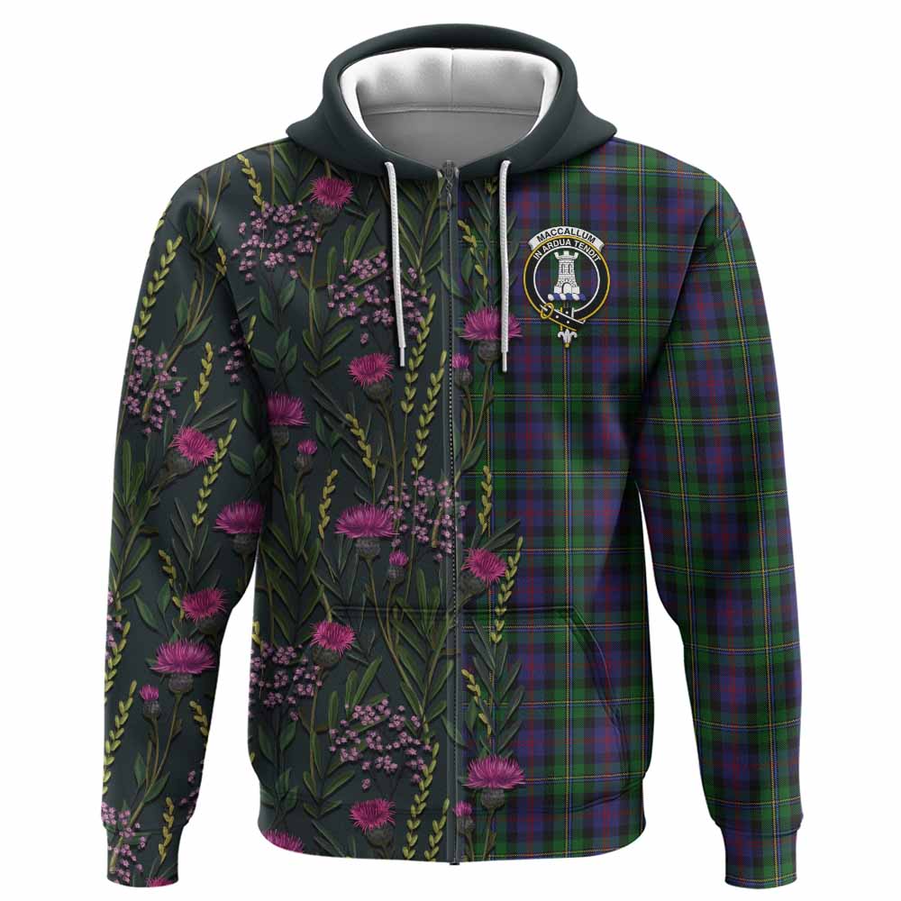MacCallum (McCallum) Family Crest Tartan Hoodie Scottish Thistle Flower Pattern Half Style - Tartan Vibes Clothing