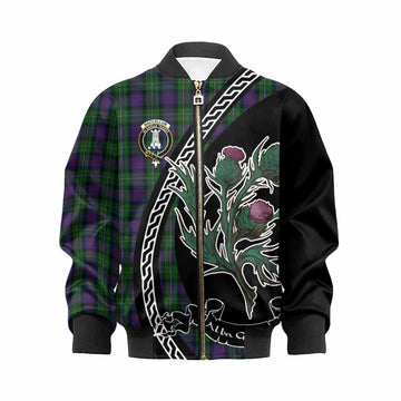 MacCallum (McCallum) Family Crest Tartan Kid Bomber Jacket Alba Thistle Inspired