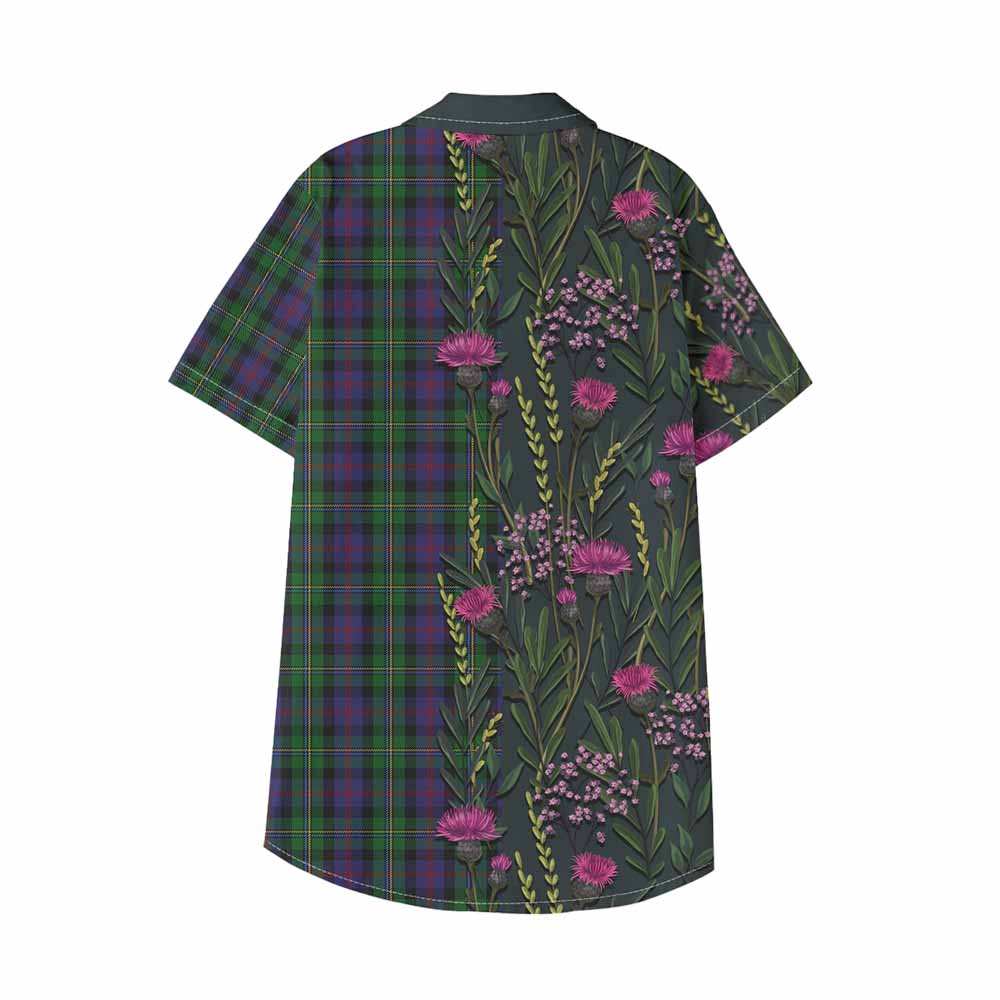 MacCallum (McCallum) Family Crest Tartan Kid Hawaiian Shirt Scottish Thistle Flower Pattern Half Style - Tartan Vibes Clothing