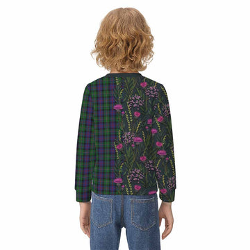 MacCallum (McCallum) Family Crest Tartan Kid Knitted Sweatshirt Scottish Thistle Flower Pattern Half Style