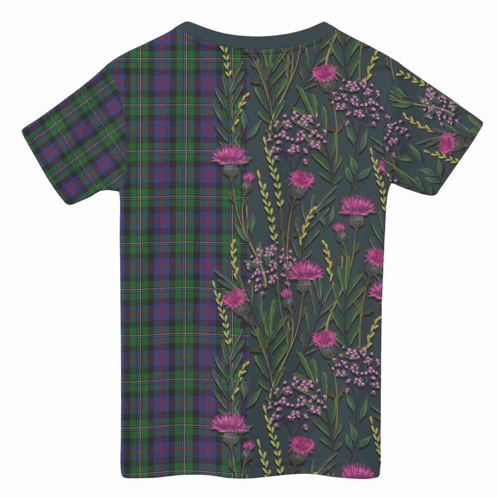MacCallum (McCallum) Family Crest Tartan Kid T-shirt Scottish Thistle Flower Pattern Half Style - Tartan Vibes Clothing