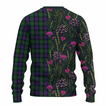 MacCallum (McCallum) Family Crest Tartan Knitted Sweater Scottish Thistle Flower Pattern Half Style - Tartan Vibes Clothing