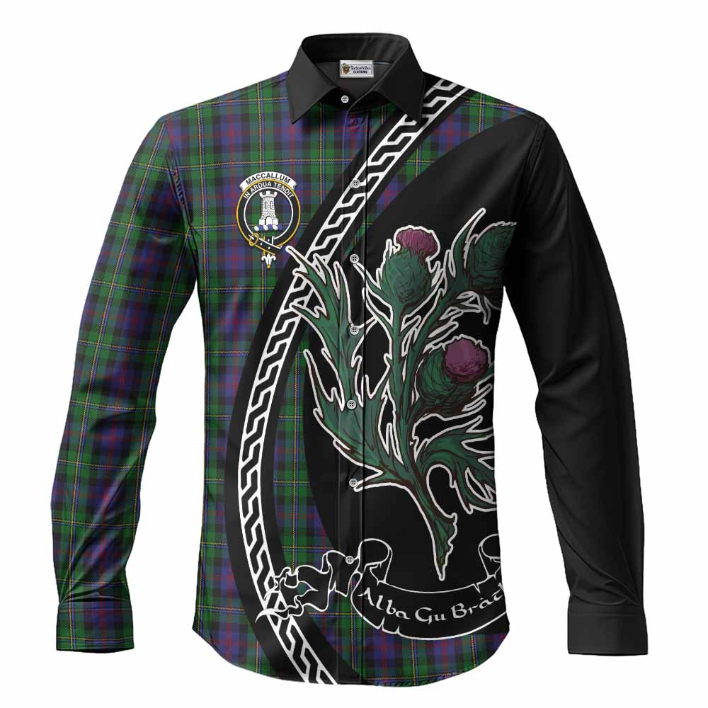 MacCallum (McCallum) Family Crest Tartan Long Sleeve Button Shirts Alba Thistle Inspired - Tartan Vibes Clothing