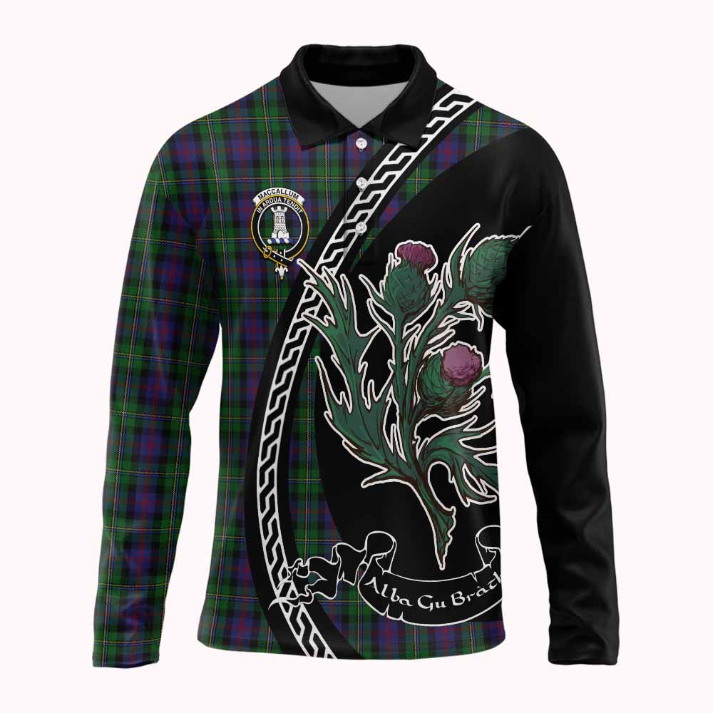 MacCallum (McCallum) Family Crest Tartan Long Sleeve Polo Shirt Alba Thistle Inspired - Tartan Vibes Clothing