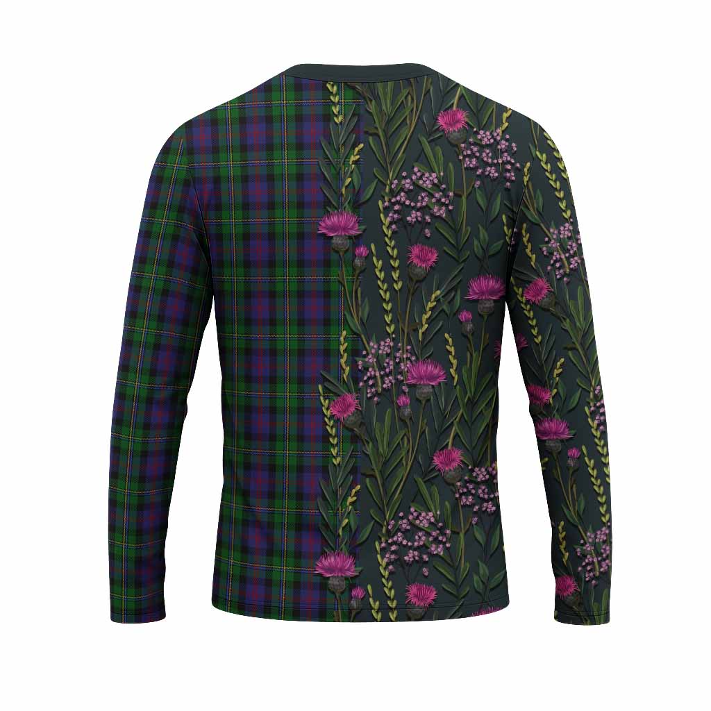 MacCallum (McCallum) Family Crest Tartan Long Sleeve T-Shirt Scottish Thistle Flower Pattern Half Style - Tartan Vibes Clothing