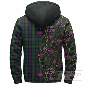 MacCallum (McCallum) Family Crest Tartan Sherpa Hoodie Scottish Thistle Flower Pattern Half Style