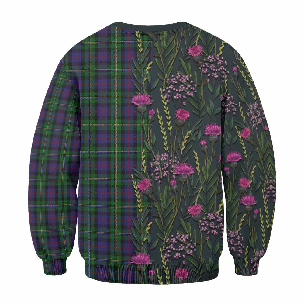 MacCallum (McCallum) Family Crest Tartan Sweatshirt Scottish Thistle Flower Pattern Half Style - Tartan Vibes Clothing