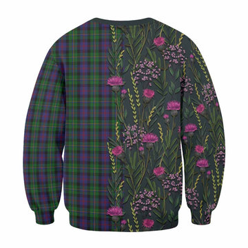 MacCallum (McCallum) Family Crest Tartan Sweatshirt Scottish Thistle Flower Pattern Half Style