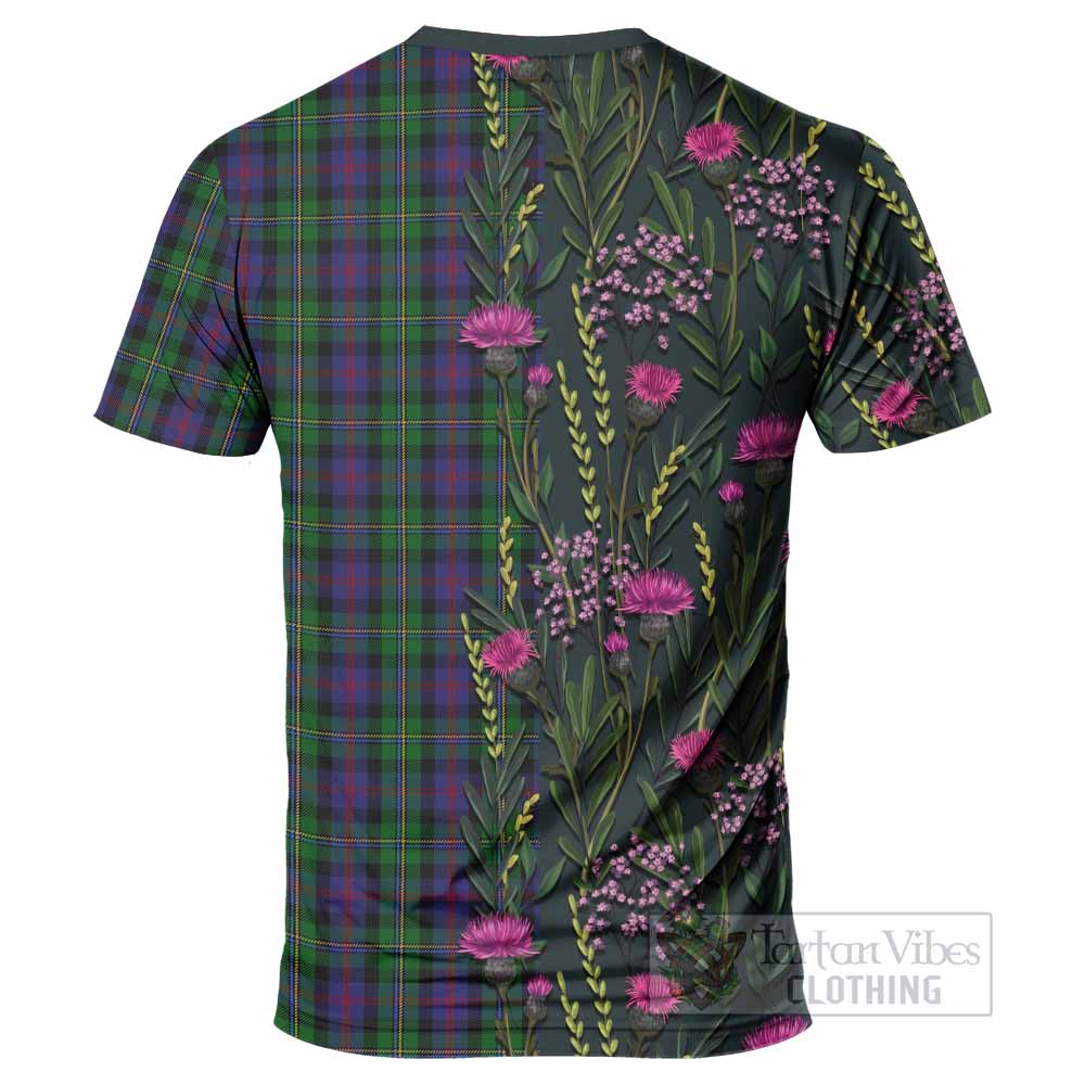 MacCallum (McCallum) Family Crest Tartan T-Shirt Scottish Thistle Flower Pattern Half Style - Tartan Vibes Clothing