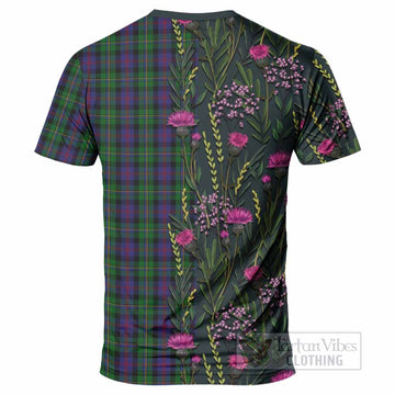 MacCallum (McCallum) Family Crest Tartan T-Shirt Scottish Thistle Flower Pattern Half Style - Tartan Vibes Clothing