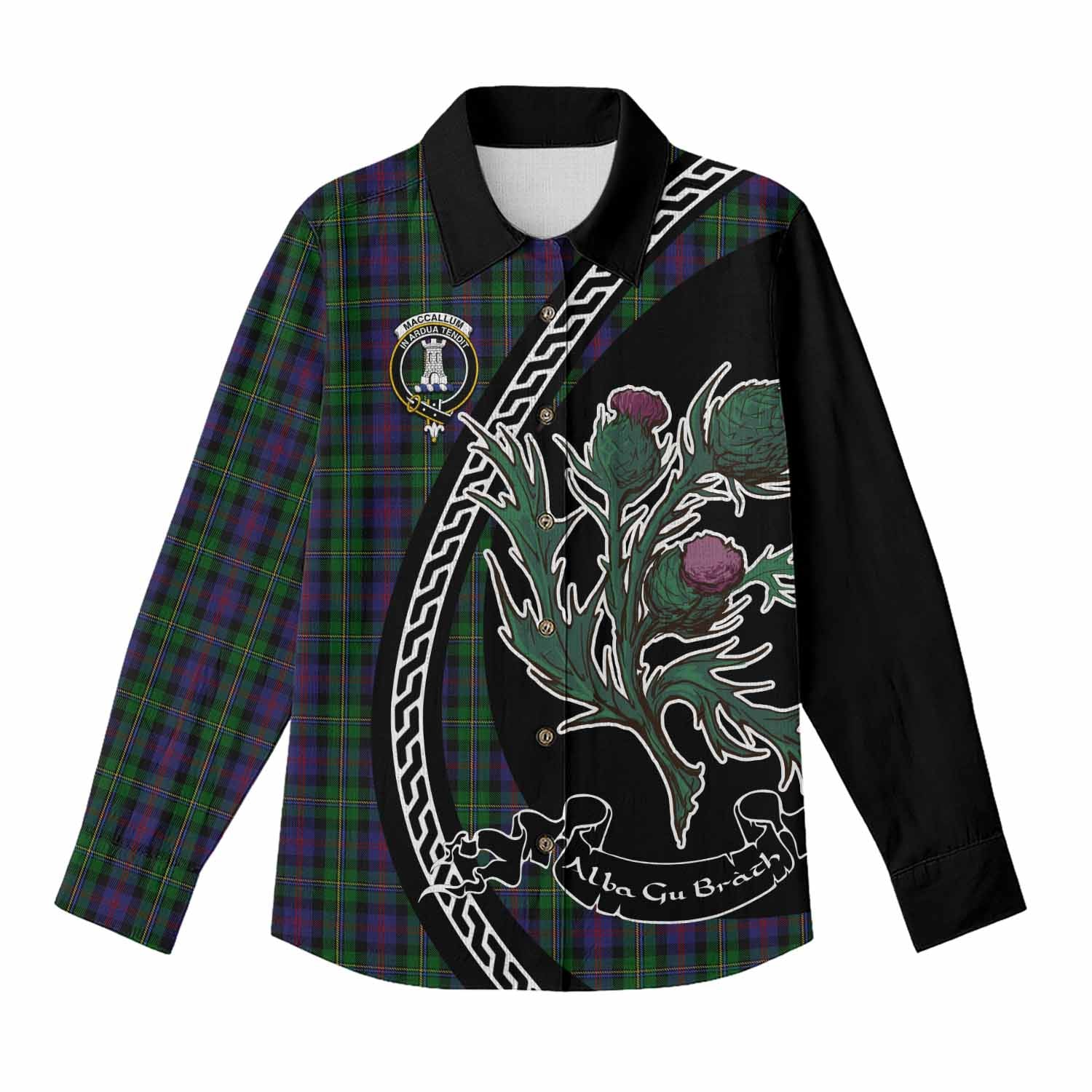 MacCallum (McCallum) Family Crest Tartan Women Casual Shirt Alba Thistle Inspired - Tartan Vibes Clothing