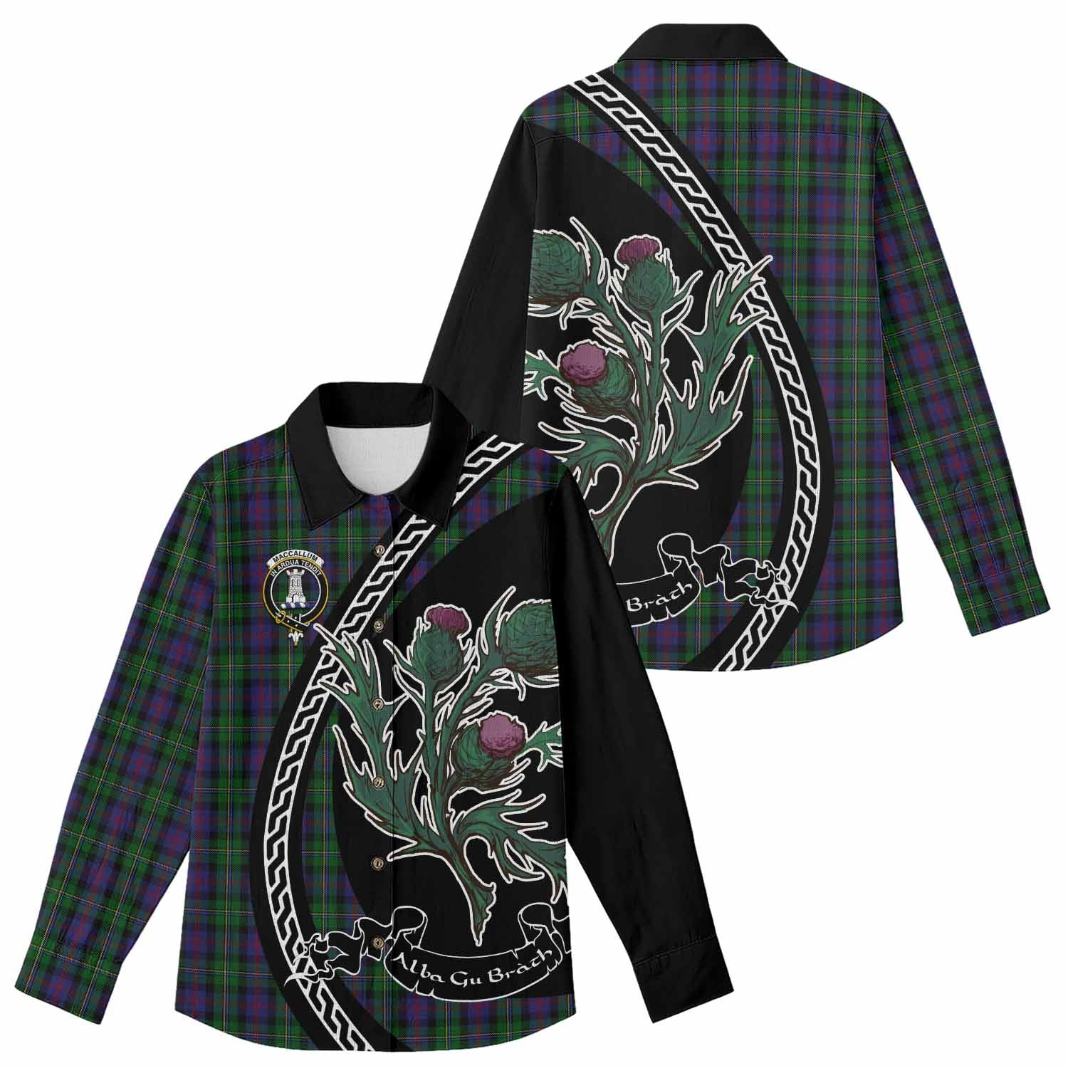 MacCallum (McCallum) Family Crest Tartan Women Casual Shirt Alba Thistle Inspired - Tartan Vibes Clothing