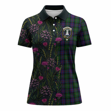MacCallum (McCallum) Family Crest Tartan Women Polo Shirt Scottish Thistle Flower Pattern Half Style - Tartan Vibes Clothing