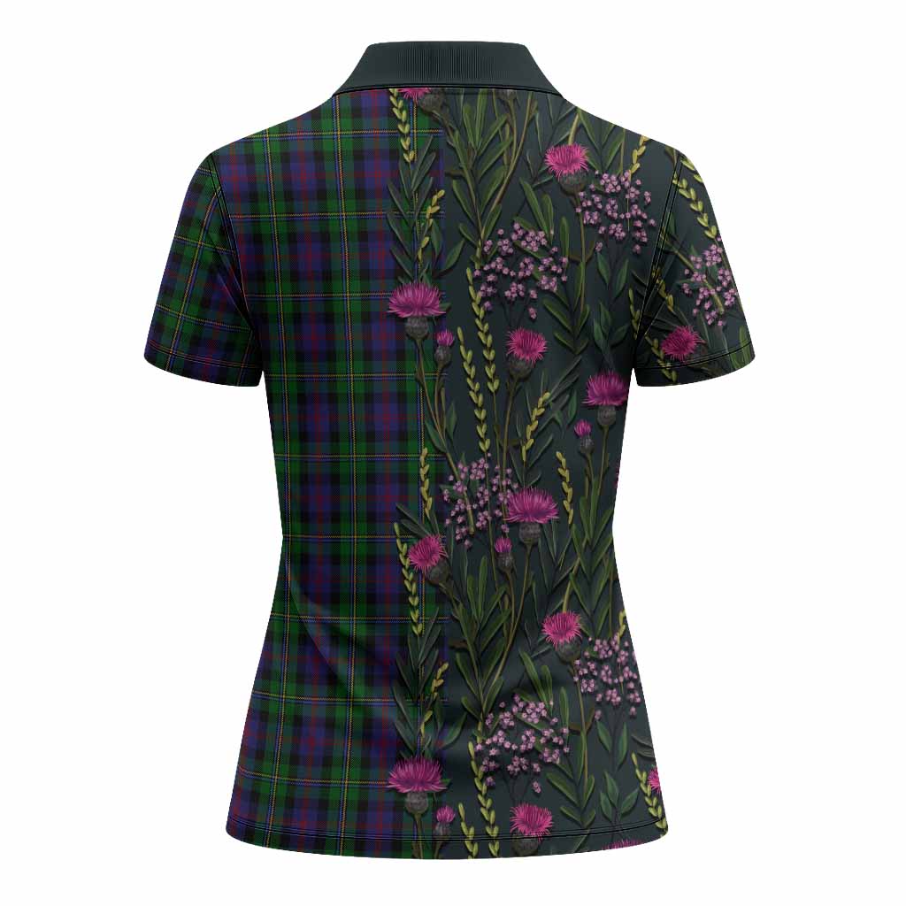 MacCallum (McCallum) Family Crest Tartan Women Polo Shirt Scottish Thistle Flower Pattern Half Style - Tartan Vibes Clothing