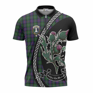 MacCallum (McCallum) Family Crest Tartan Zipper Polo Shirt Alba Thistle Inspired