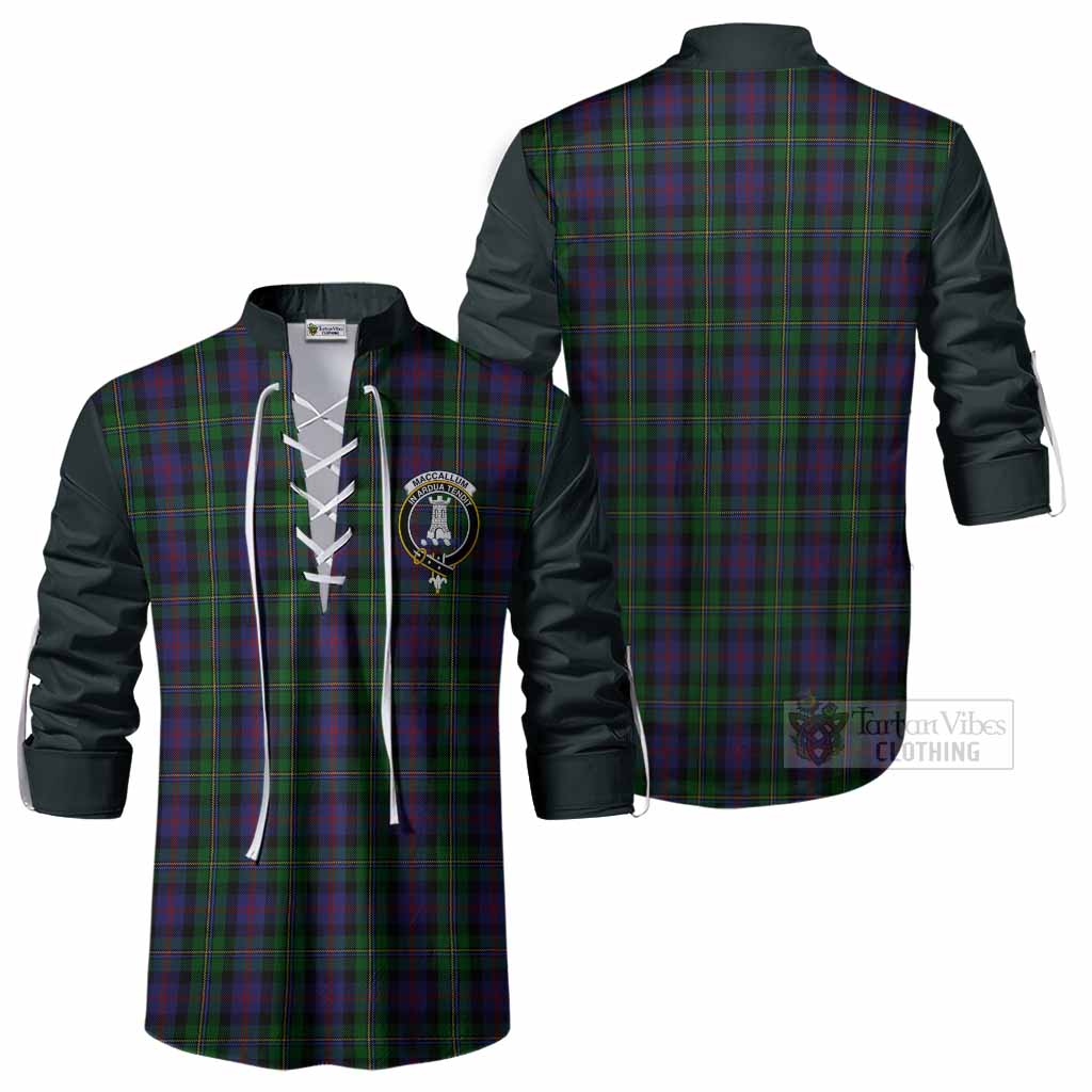 MacCallum (McCallum) Tartan Accent Ghillie Shirt with Family Crest
