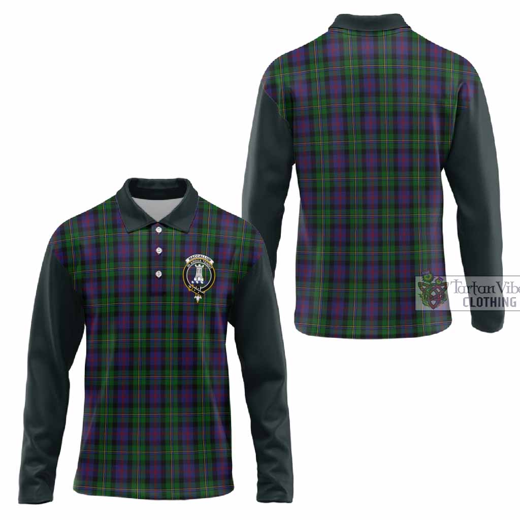MacCallum (McCallum) Tartan Accent Long Sleeve Polo Shirt with Family Crest