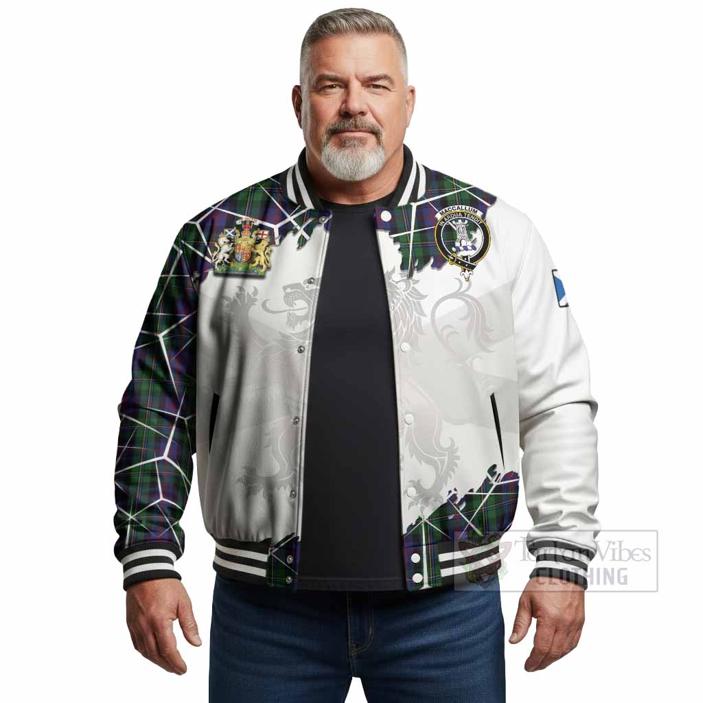 MacCallum (McCallum) Tartan Baseball Jacket with Family Crest and Lion Rampant Grunge Style
