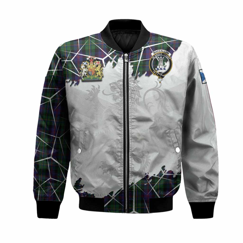 MacCallum (McCallum) Tartan Bomber Jacket with Family Crest and Lion Rampant Grunge Style