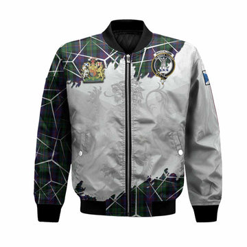 MacCallum (McCallum) Tartan Bomber Jacket with Family Crest and Lion Rampant Grunge Style