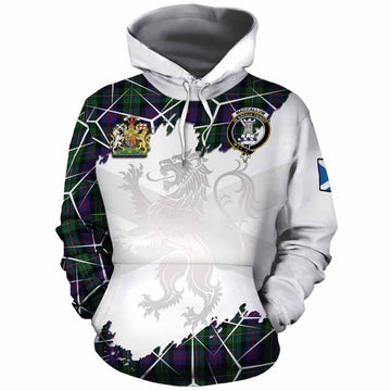 MacCallum (McCallum) Tartan Cotton Hoodie with Family Crest and Lion Rampant Grunge Style