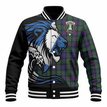 MacCallum (McCallum) Tartan Crest Baseball Jacket Scottish Golden Lions Wave Flow