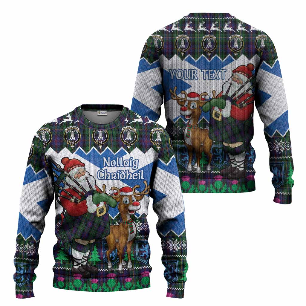 MacCallum (McCallum) Tartan Crest Christmas Christmas Ugly Sweater Scotland Santa With Bagpipes Cute Reindeer