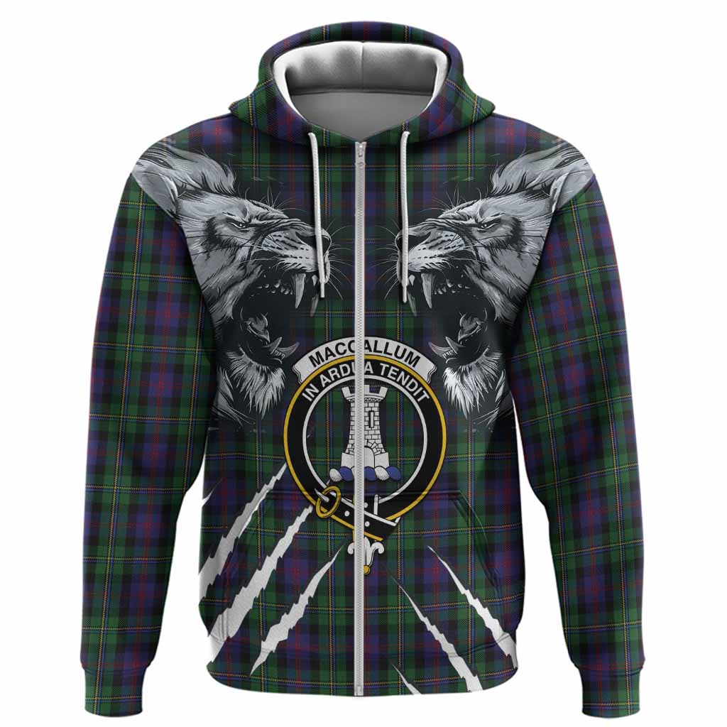 MacCallum (McCallum) Tartan Crest Hoodie Ferocious Lion Style