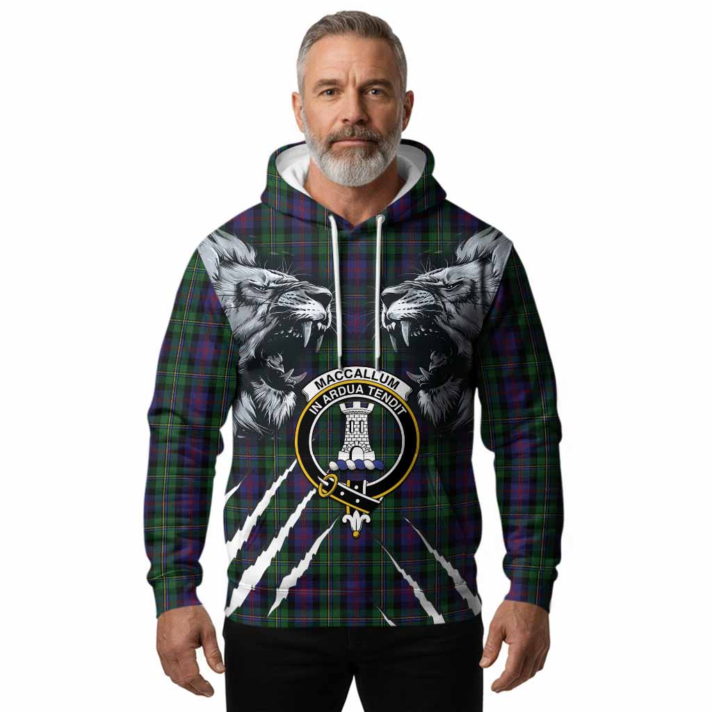 MacCallum (McCallum) Tartan Crest Hoodie Ferocious Lion Style