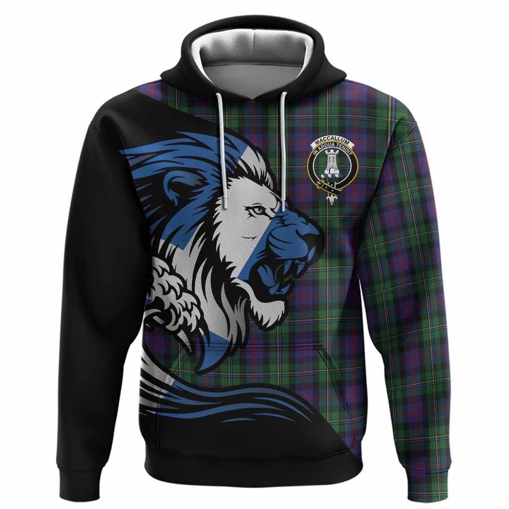 MacCallum (McCallum) Tartan Crest Hoodie Scottish Golden Lions Wave Flow