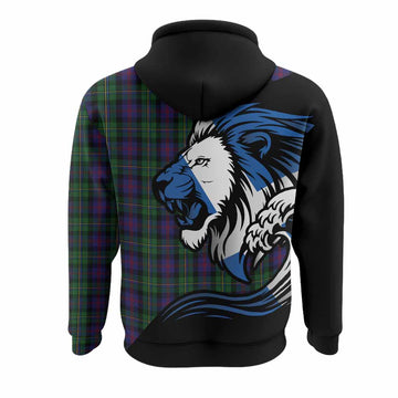 MacCallum (McCallum) Tartan Crest Hoodie Scottish Golden Lions Wave Flow