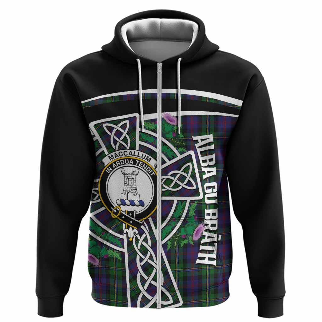 MacCallum (McCallum) Tartan Crest Hoodie Scottish Thistle Celtic Cross Alba Gu Brath