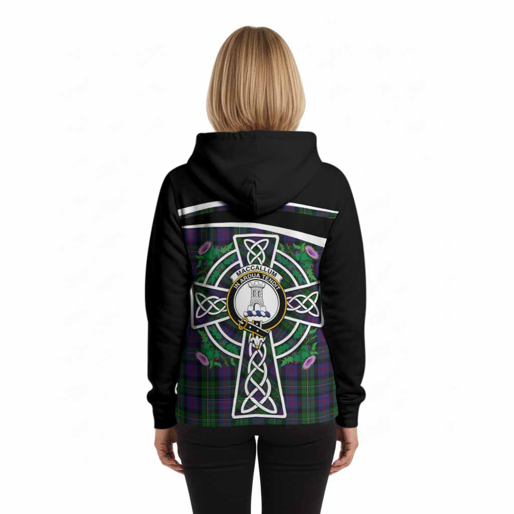 MacCallum (McCallum) Tartan Crest Hoodie Scottish Thistle Celtic Cross Alba Gu Brath