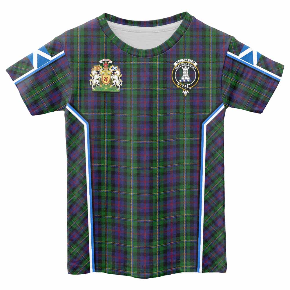 MacCallum (McCallum) Tartan Crest Kid T-shirt Scotland Coat of Arm Flag Style - Tartan Vibes Clothing