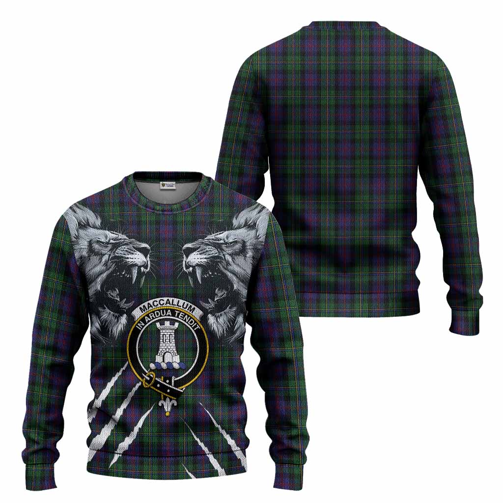 MacCallum (McCallum) Tartan Crest Knitted Sweater Ferocious Lion Style