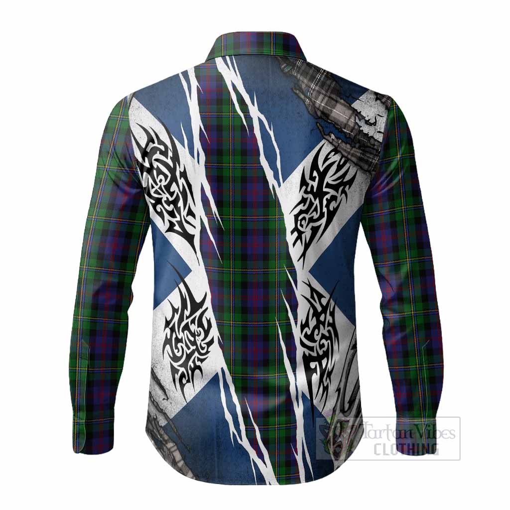 MacCallum (McCallum) Tartan Crest Long Sleeve Button Shirts Scotland Flag Ripped Tribal Design