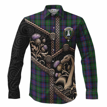 MacCallum (McCallum) Tartan Crest Long Sleeve Button Shirts Scottish Thistle Loch Ness Monster