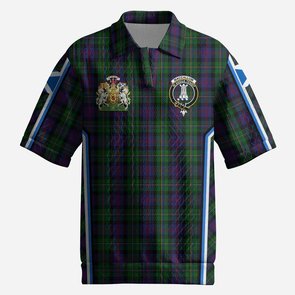 MacCallum (McCallum) Tartan Crest Men’s Polo Sweater Top Scotland Coat of Arm Flag Style